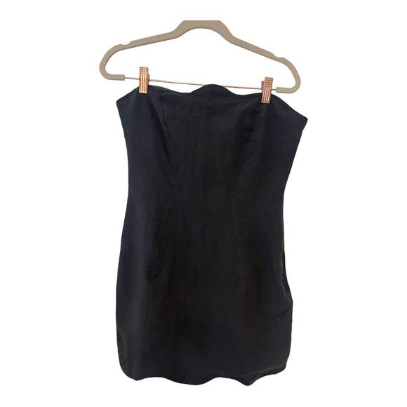 Revolve Natalie Rolt Daisy Linen Strapless Mini Dress Scalloped Edge Black Sz 2 - Picture 4 of 16